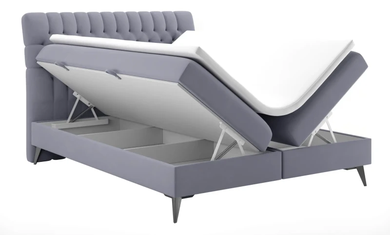 Łóżko kontynentalne Molly z pojemnikami dwuosobowe tapicerowane