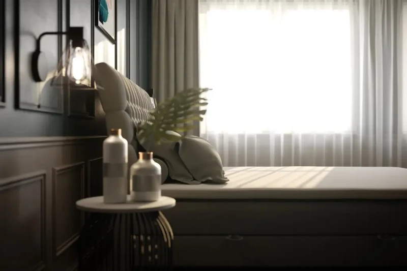 Łóżko kontynentalne Molly z pojemnikami dwuosobowe tapicerowane