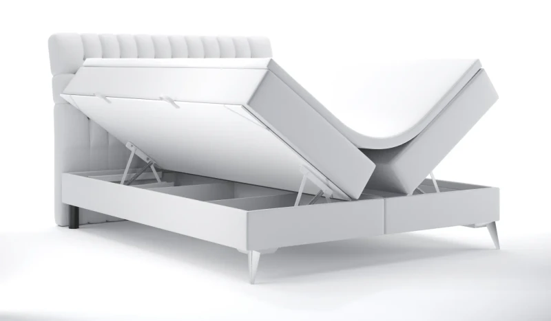 Łóżko kontynentalne Molly z pojemnikami dwuosobowe tapicerowane