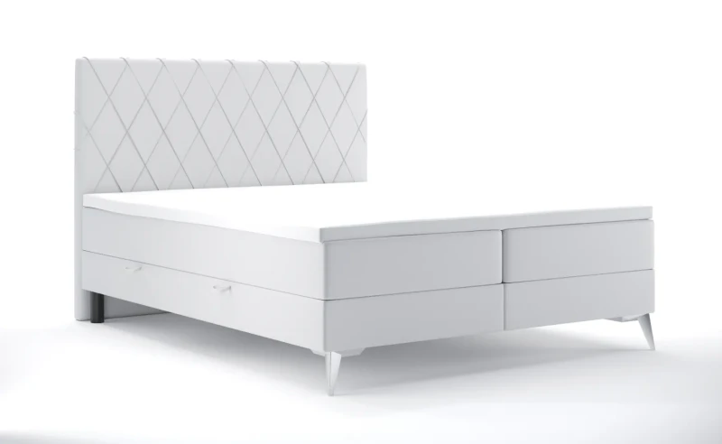 Łóżko kontynentalne Milo z pojemnikami dwuosobowe tapicerowane