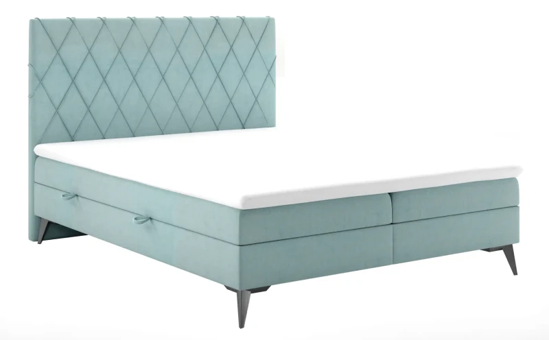 Łóżko kontynentalne Milo z pojemnikami dwuosobowe tapicerowane