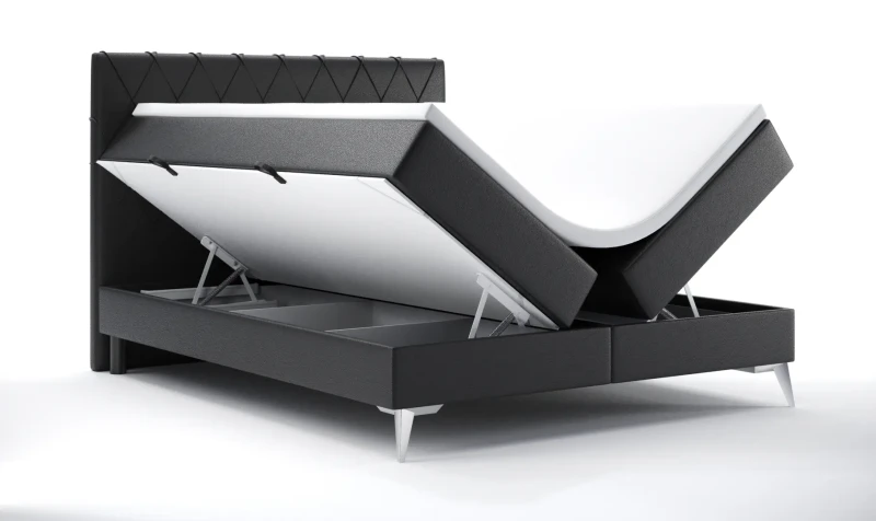 Łóżko kontynentalne Milo z pojemnikami dwuosobowe tapicerowane