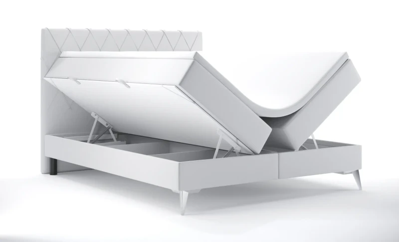 Łóżko kontynentalne Milo z pojemnikami dwuosobowe tapicerowane