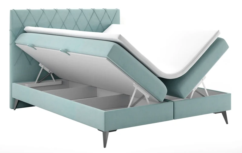 Łóżko kontynentalne Milo z pojemnikami dwuosobowe tapicerowane