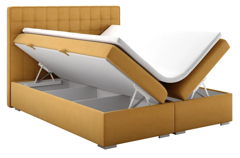 Łóżko kontynentalne Carlo z pojemnikami dwuosobowe tapicerowane