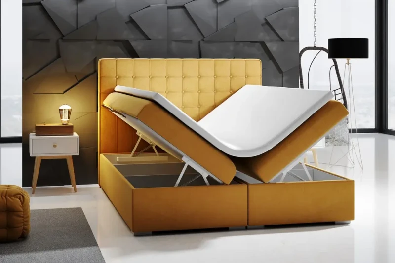 Łóżko kontynentalne Carlo z pojemnikami dwuosobowe tapicerowane