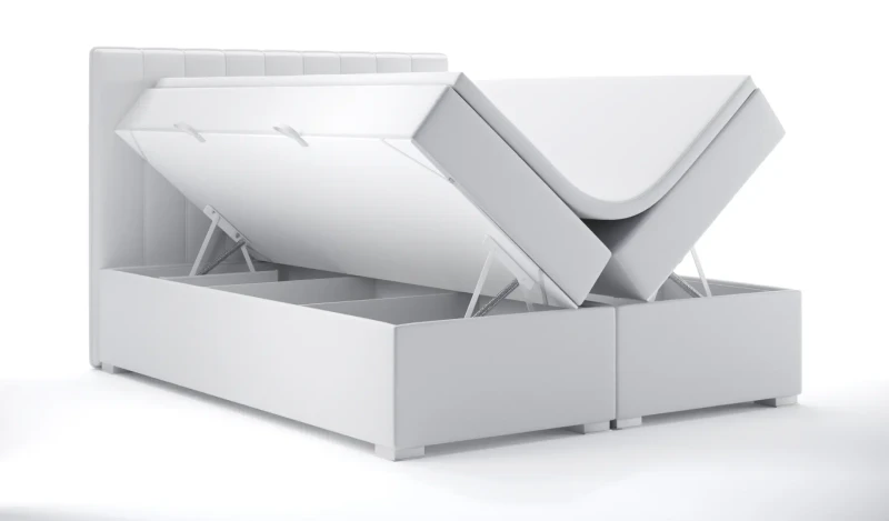 Łóżko kontynentalne Rally z pojemnikami dwuosobowe tapicerowane