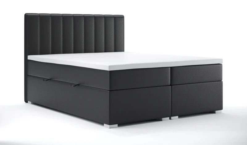 Łóżko kontynentalne Rally z pojemnikami dwuosobowe tapicerowane