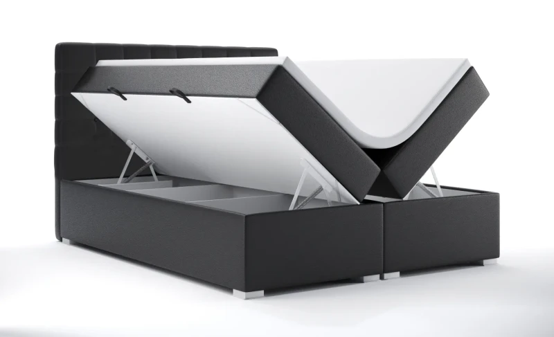 Łóżko kontynentalne Claudia z pojemnikami dwuosobowe tapicerowane