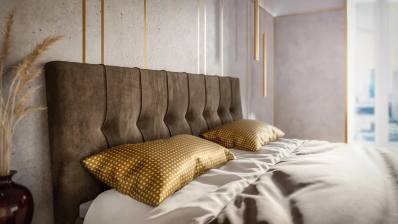 Łóżko kontynentalne Daily z pojemnikami dwuosobowe tapicerowane