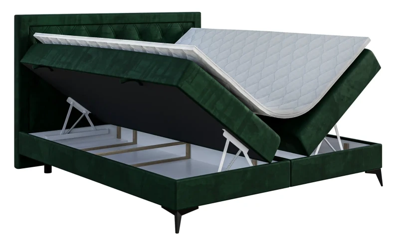 Łóżko kontynentalne Dust z pojemnikami dwuosobowe tapicerowane