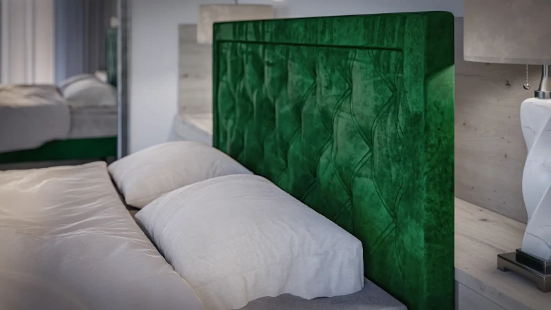 Łóżko kontynentalne Dust z pojemnikami dwuosobowe tapicerowane