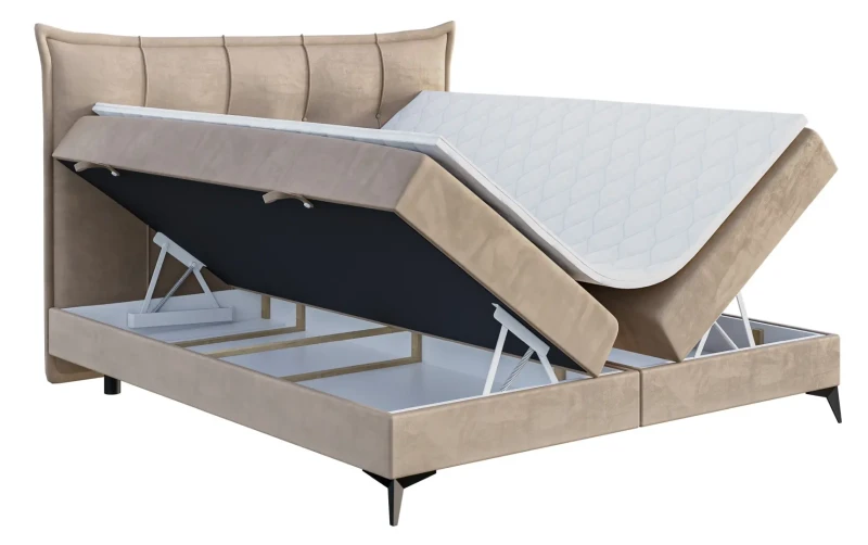Łóżko kontynentalne Foxy z pojemnikami dwuosobowe tapicerowane