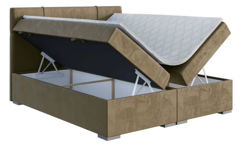 Łóżko kontynentalne Gaia z pojemnikami dwuosobowe tapicerowane