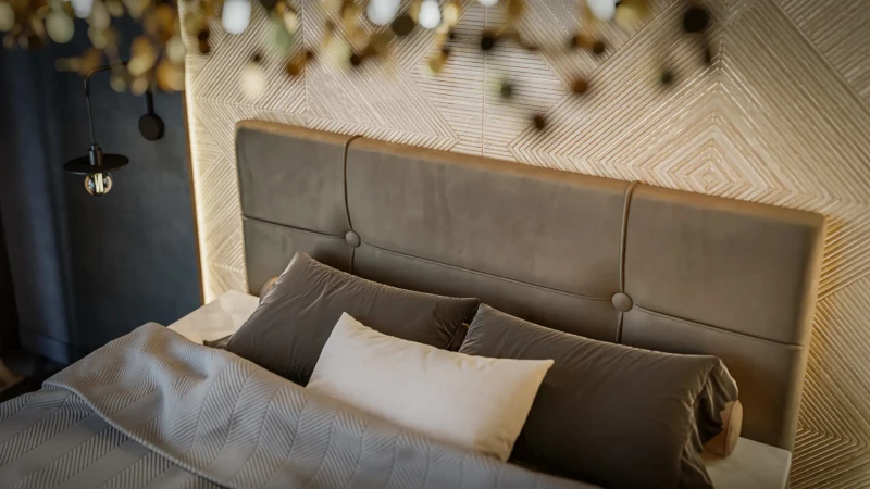 Łóżko kontynentalne Gaia z pojemnikami dwuosobowe tapicerowane