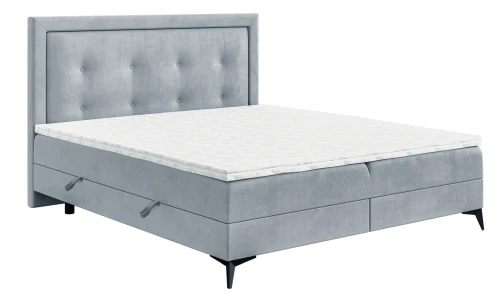 Łóżko kontynentalne do pokoju młodzieżowego Hugo z pojemnikiem 90x200 jednoosobowe tapicerowane