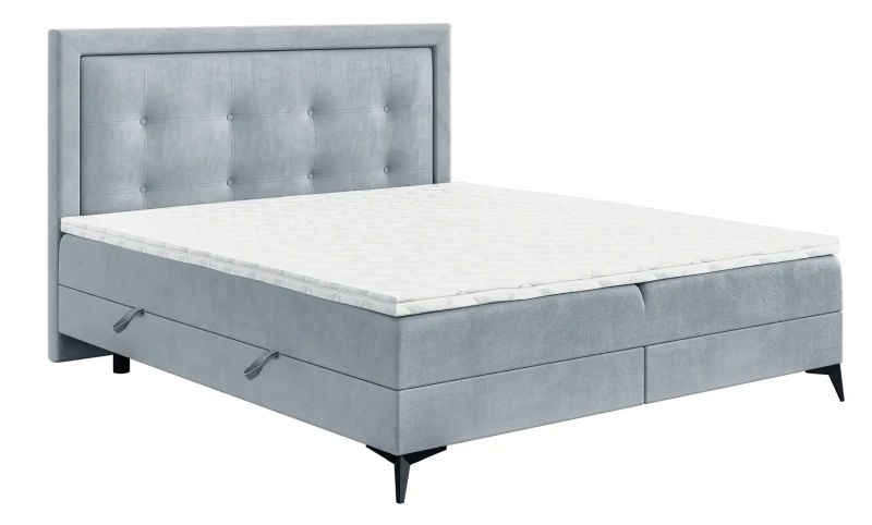 Łóżko kontynentalne Hugo z pojemnikami dwuosobowe tapicerowane