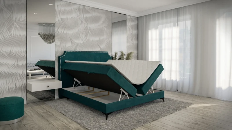 Łóżko kontynentalne Lea tapicerowane