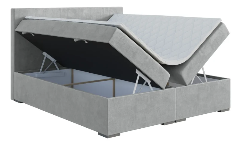 Łóżko kontynentalne Lemo z pojemnikami dwuosobowe tapicerowane