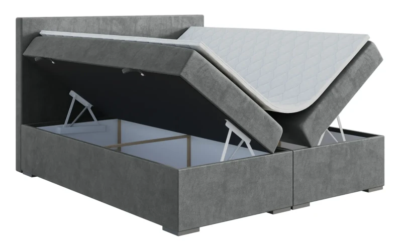 Łóżko kontynentalne Lemo z pojemnikami dwuosobowe tapicerowane