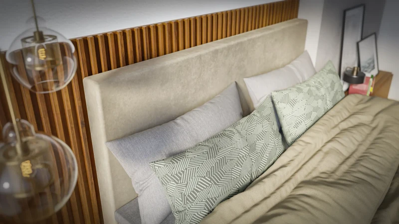 Łóżko kontynentalne Lemo z pojemnikami dwuosobowe tapicerowane