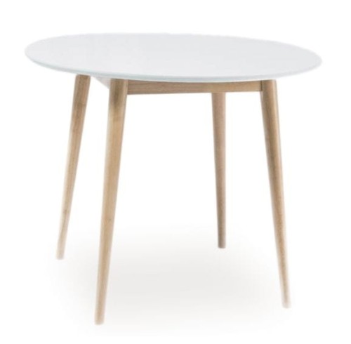 Stół Larson 90 cm biały/dąb bielony