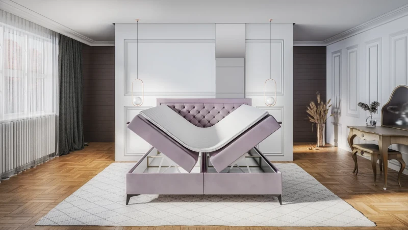 Łóżko kontynentalne Luiza tapicerowane