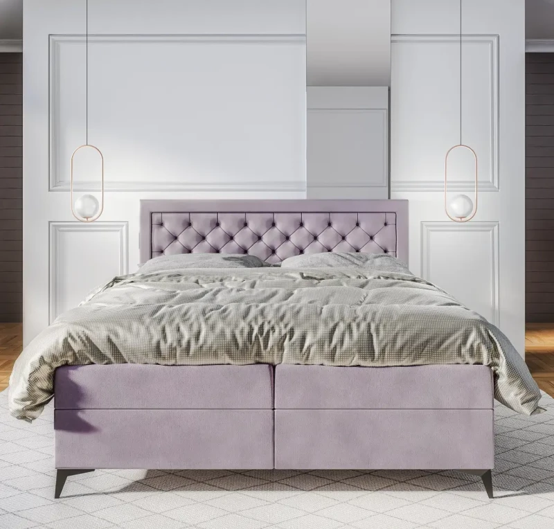 Łóżko kontynentalne Luiza tapicerowane