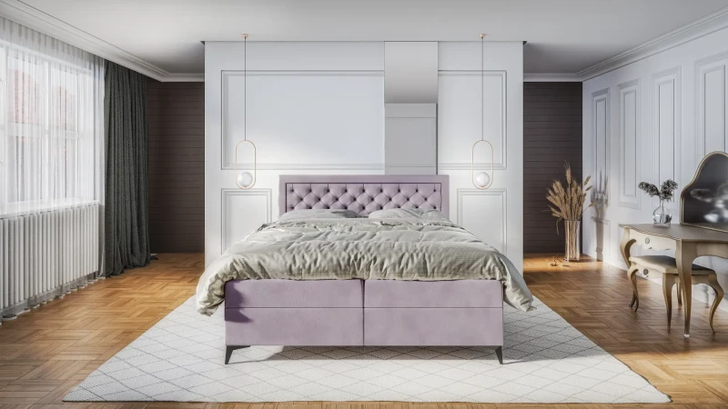 Łóżko kontynentalne Luiza tapicerowane