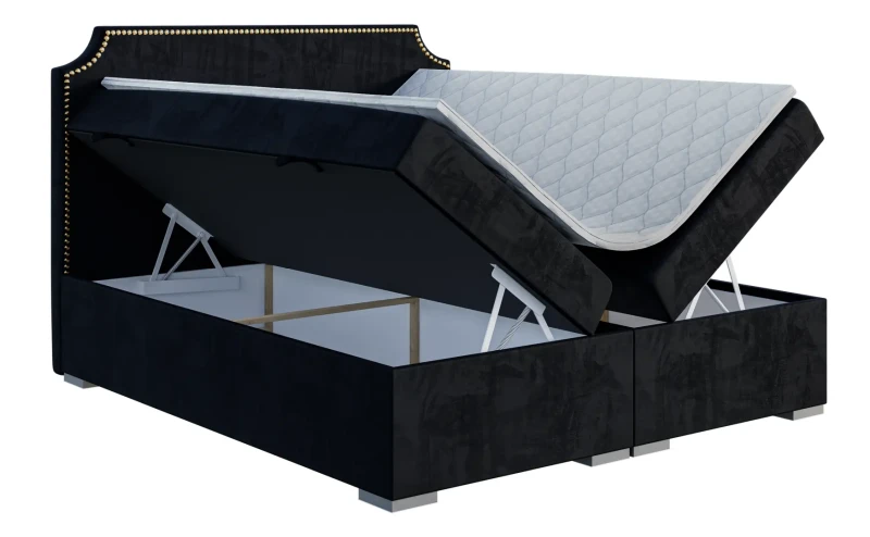 Łóżko kontynentalne Lupo z pojemnikami dwuosobowe tapicerowane