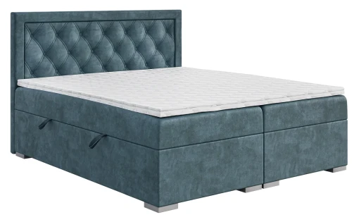 Łóżko kontynentalne Max z pojemnikami 140x200 dwuosobowe tapicerowane