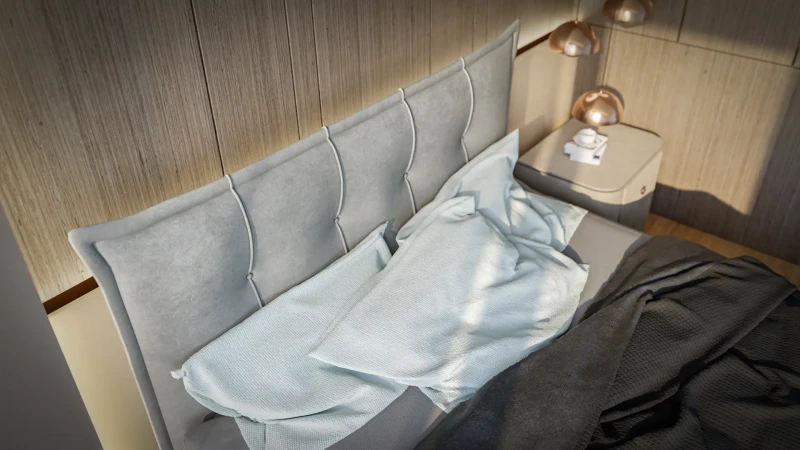 Łóżko kontynentalne Miracle z pojemnikami dwuosobowe tapicerowane