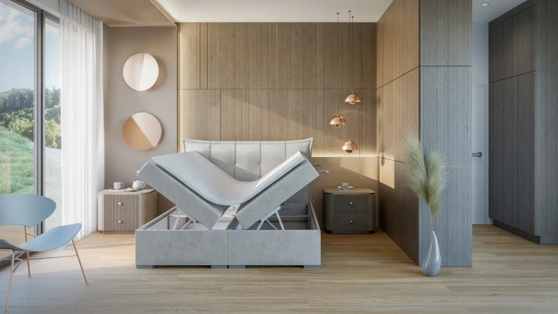 Łóżko kontynentalne Miracle z pojemnikami dwuosobowe tapicerowane