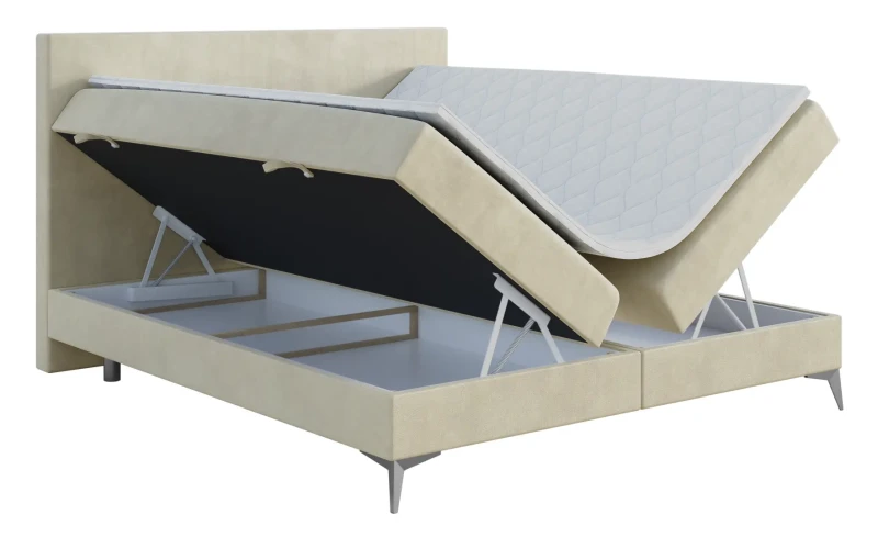 Łóżko kontynentalne Rio z pojemnikami dwuosobowe tapicerowane