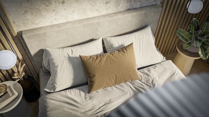 Łóżko kontynentalne Rio z pojemnikami dwuosobowe tapicerowane