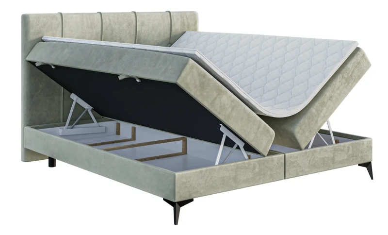 Łóżko kontynentalne Rosa z pojemnikami dwuosobowe tapicerowane