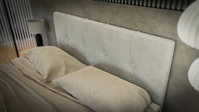 Łóżko kontynentalne Rule z pojemnikami dwuosobowe tapicerowane