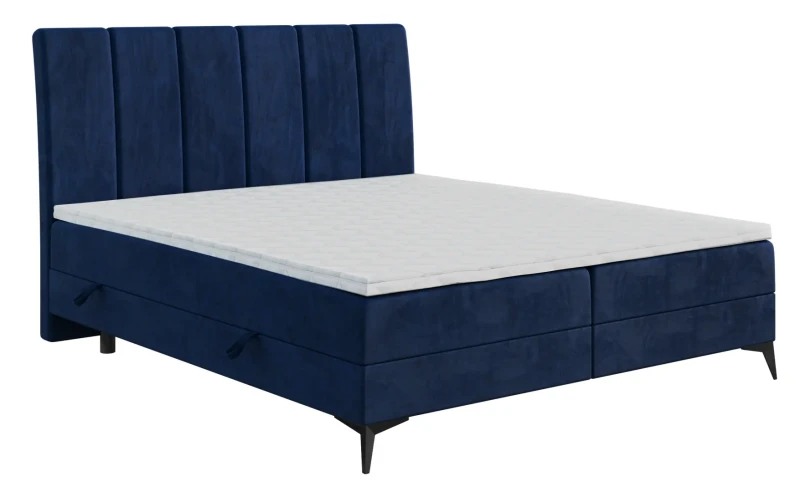 Łóżko kontynentalne Adert z pojemnikami dwuosobowe tapicerowane