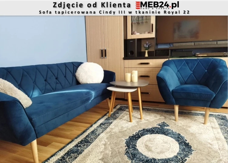 Sofa tapicerowana Cindy III w stylu skandynawskim - zdjęcie od klienta