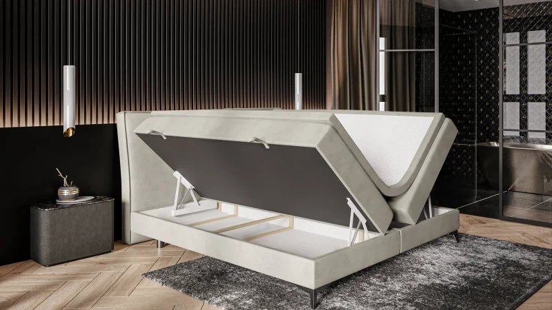 Łóżko Lolly z pojemnikami dwuosobowe tapicerowane