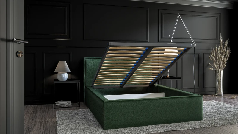 Łóżko Velvet z pojemnikiem dwuosobowe tapicerowane