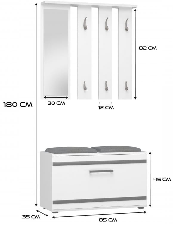 Zestaw mebli do przedpokoju Lille Biała