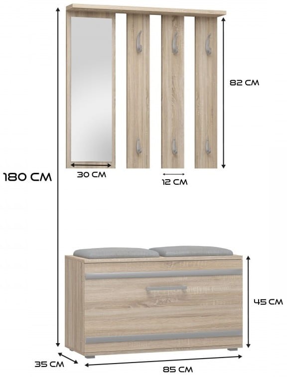 Zestaw mebli do przedpokoju Lille Dąb sonoma