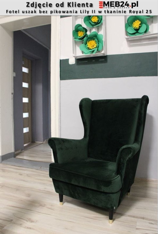 Fotel uszak bez pikowania Lily II w stylu skandynawskim - zdjęcie od klienta