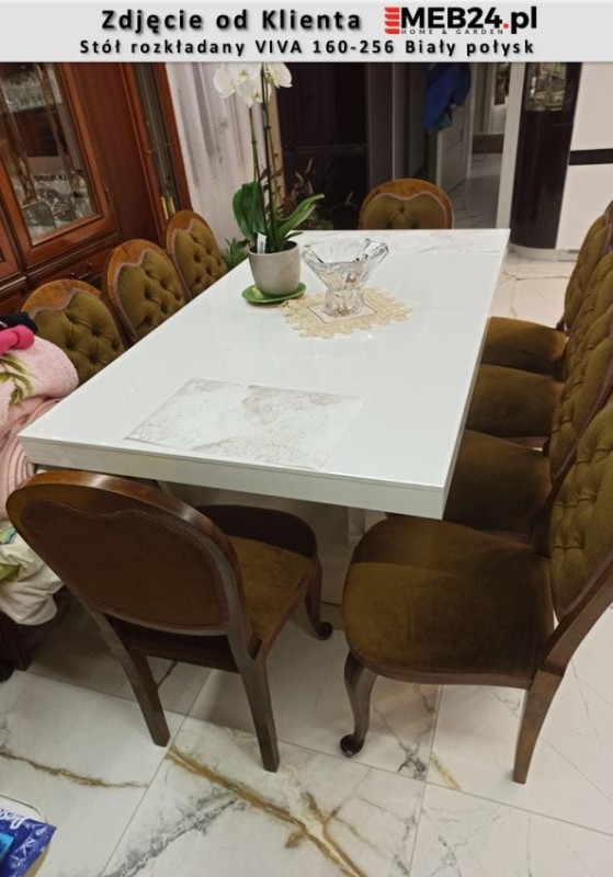 Stół rozkładany VIVA 160-256 Biały połysk - zdjęcie od klienta