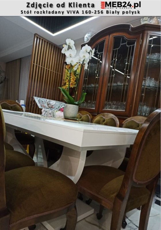 Stół rozkładany VIVA 160-256 Biały połysk - zdjęcie od klienta