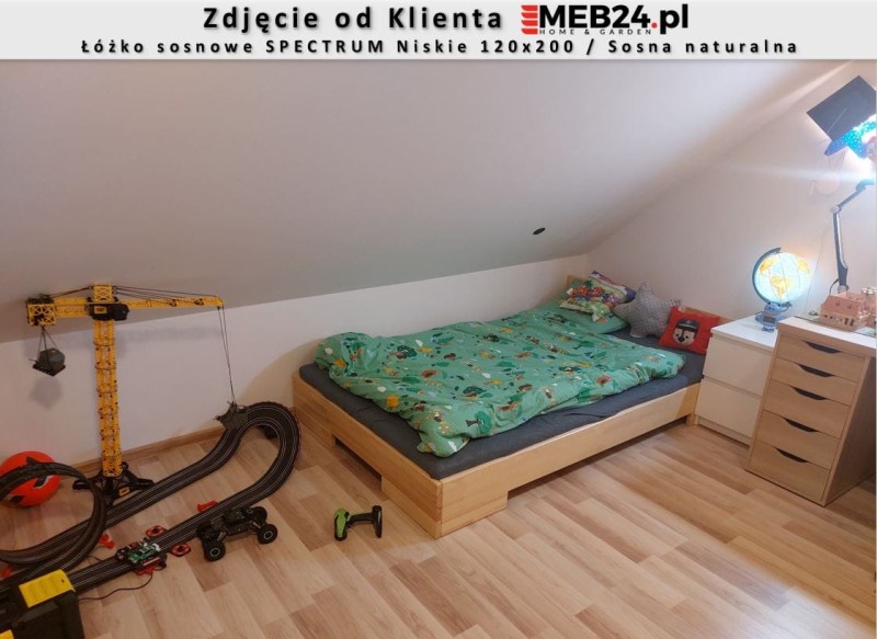 Łóżko drewniane sosnowe SPECTRUM Niskie 120x200 - zdjęcie od klienta