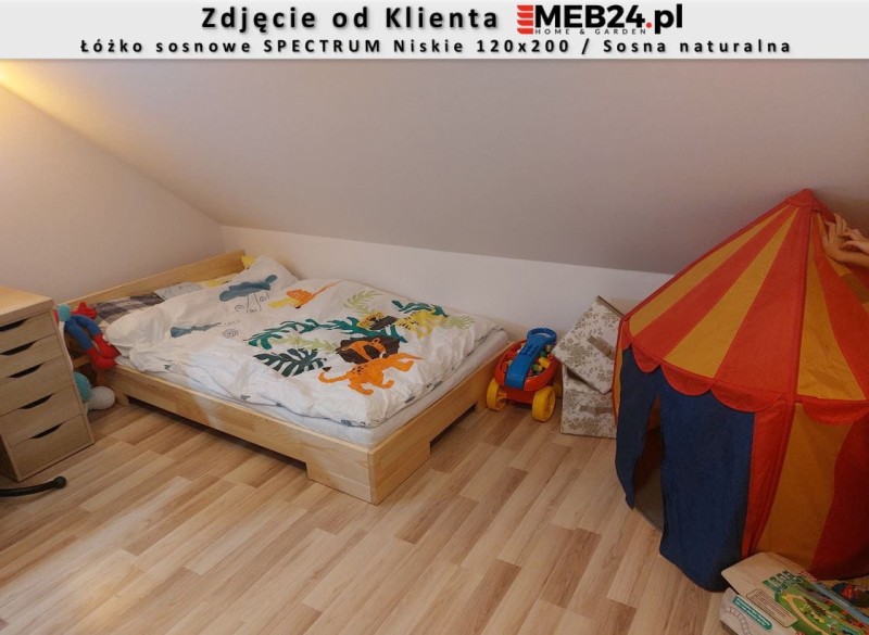 Łóżko drewniane sosnowe SPECTRUM Niskie 120x200 - zdjęcie od klienta
