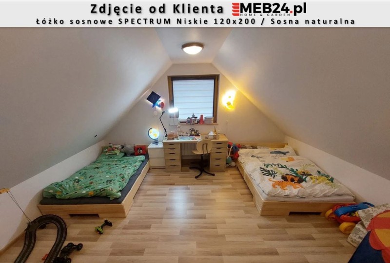 Łóżko drewniane sosnowe SPECTRUM Niskie 120x200 - zdjęcie od klienta