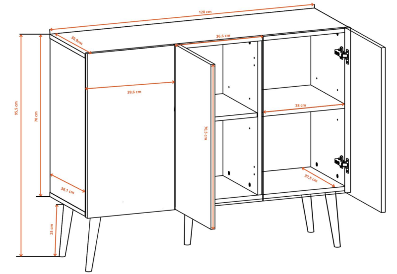 Komoda Toronto 120 cm wymiary
